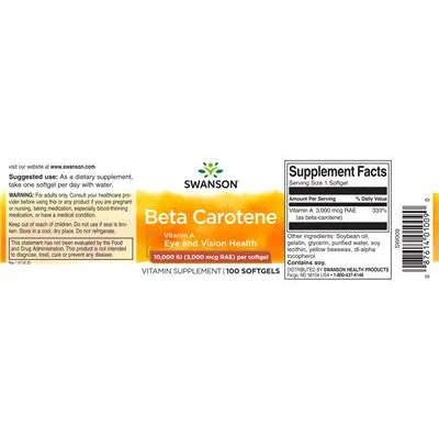Бета каротен 10,000 IU (3,000 mcg RAE) / Beta Carotene 10,000 IU (3,000 mcg RAE)