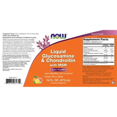 Течен глюкозамин и хондроитин с MSM / Liquid Glucosamine & Chondroitin with MSM