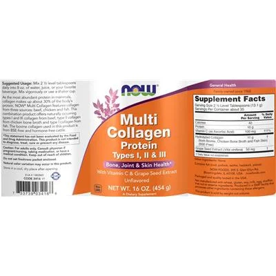 Мулти колаген протеин тип I, II и III без вкус / Multi Collagen Protein Types I, II & III Unflavored