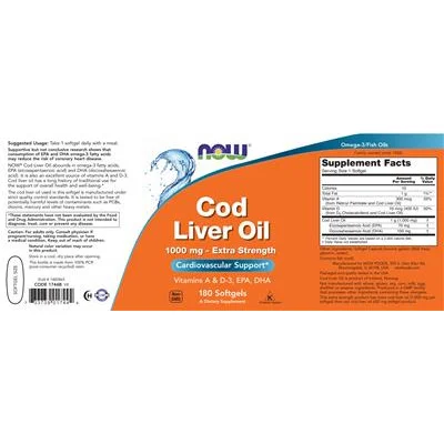 Рибено масло от черен дроб 1000 мг - Укрепена формула / Cod Liver Oil 1000 mg - Extra Strength