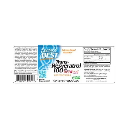 Trans-Resveratrol 100 с ResVinol - Doctor's Best