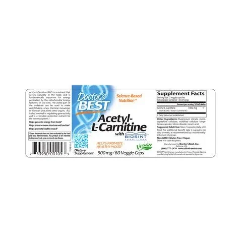 Ацетил-L-карнитин с Biosint карнитини 500 mg - Doctor's Best