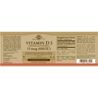 Vitamin D3 15 mcg (600 IU)