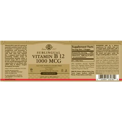 Sublingual Vitamin B 12 1000 mcg