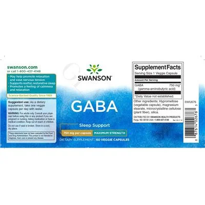 GABA 750 mg Максимална сила - Swanson