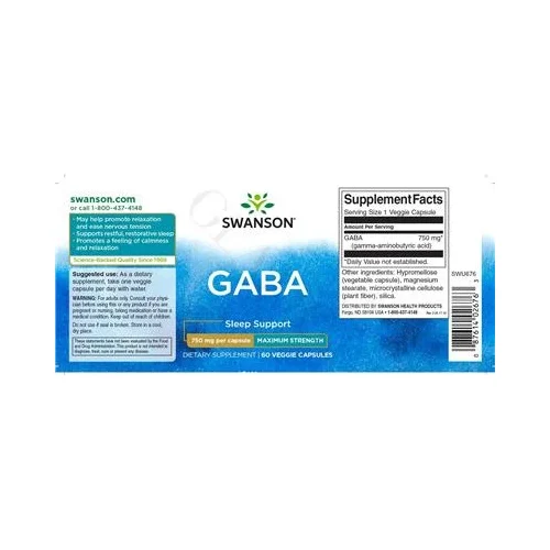 GABA 750 mg Максимална сила - Swanson