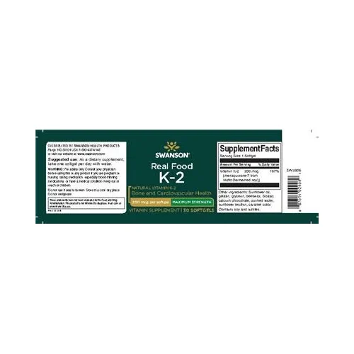 Real Food K-2 200 мкг Максимална сила - Swanson