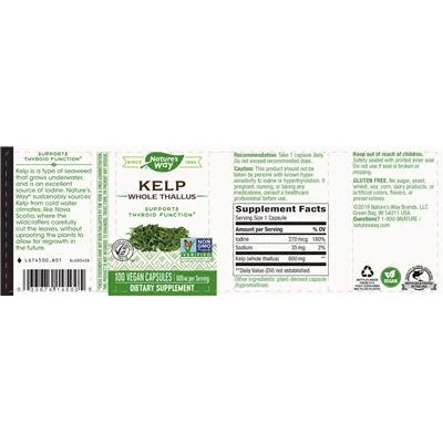 Цял талус от водорасли Kelp 600 mg / Kelp Whole Thallus 600 mg