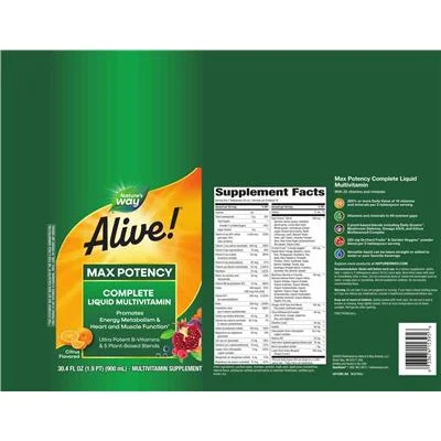 Alive! Комплексен течен мултивитамин максимална сила с вкус на цитрус - Nature's Way