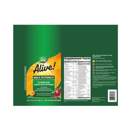 Alive! Комплексен течен мултивитамин максимална сила с вкус на цитрус - Nature's Way