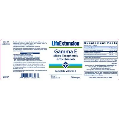 Gamma E Mixed Tocopherols & Tocotrienols - Life Extension
