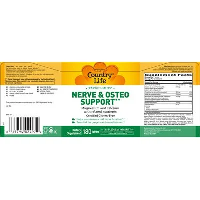 Target-Mins Подкрепа за нервната система и костите / Target-Mins Nerve & Osteo Support - Country Life