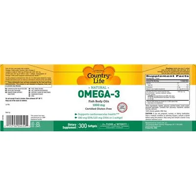 Omega-3 Fish Body Oils 1000 mg - Country Life