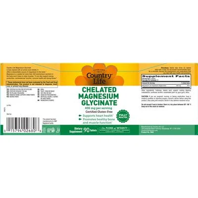Chelated Magnesium Glycinate 400 mg - Country Life