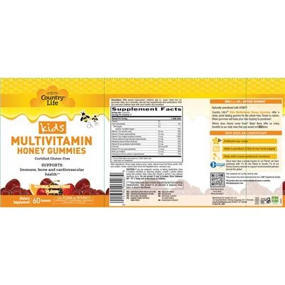 Kids Multivitamin Honey Gummies Natural Mixed Fruit Flavor - Country Life