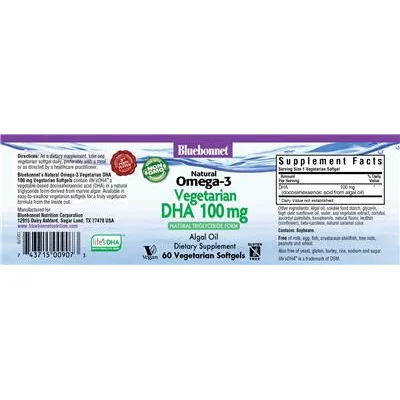Natural Omega-3 Vegetarian DHA 100 mg - Bluebonnet