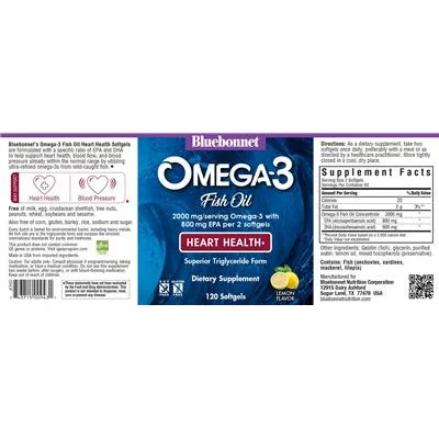 Omega-3 Fish Oil Heart Health Lemon Flavor - Bluebonnet