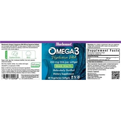 Omega-3 Vegetarian DHA 200 mg - Bluebonnet