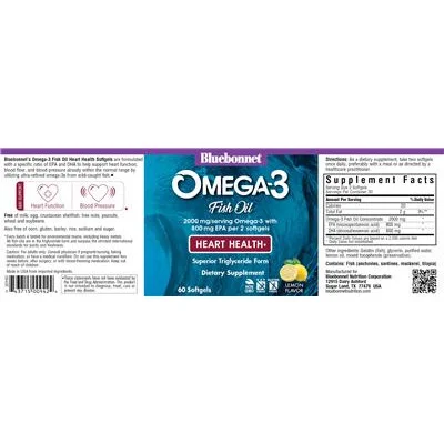 Omega-3 Fish Oil Heart Health Lemon Flavor - Bluebonnet