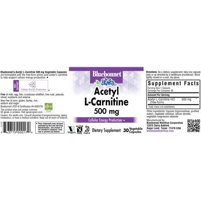 Acetyl L-Carnitine 500 mg - Bluebonnet