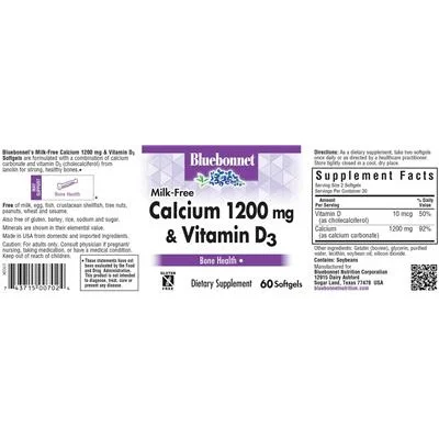 Milk-Free Calcium 1200 mg & Vitamin D3 - Bluebonnet