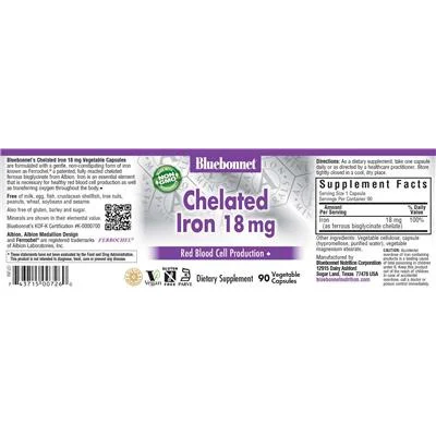 Chelated Iron 18 mg - Bluebonnet