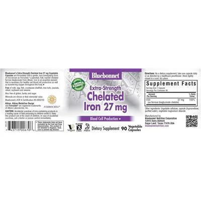 Extra-Strength Chelated Iron 27 mg - Bluebonnet