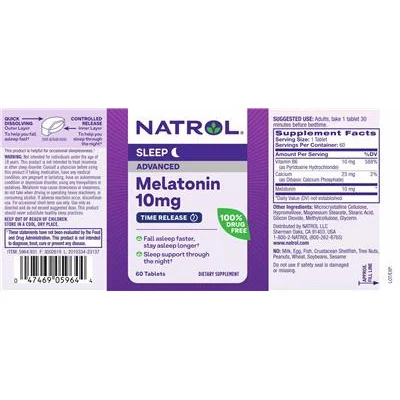Мелатонин Advanced 10 mg с контролирано освобождаване - Natrol