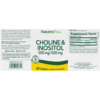 Choline & Inositol 500 mg/500 mg - NaturesPlus