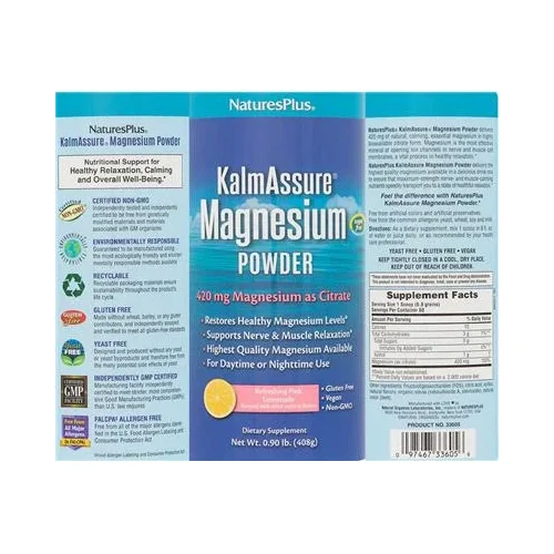 KalmAssure Magnesium Powder 420 mg Refreshing Pink Lemonade - NaturesPlus