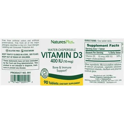 Vitamin D3 400 IU (10 mcg) Water-Dispersible - NaturesPlus