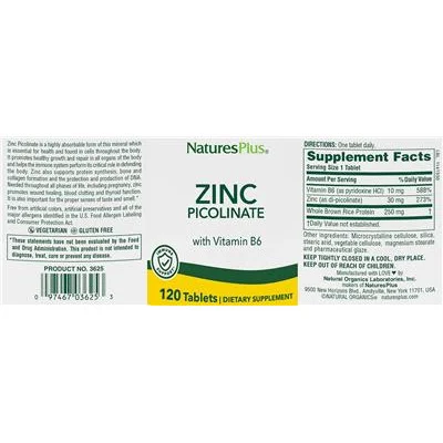 Zinc Picolinate with Vitamin B6 - NaturesPlus