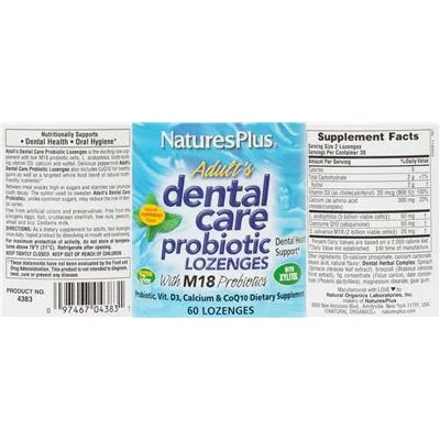 Adult's Dental Care Probiotic Lozenges Natural Peppermint Flavor - NaturesPlus
