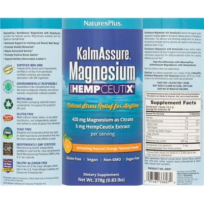 KalmAssure Magensium with HempCeutix Refreshing Natural Orange Flavored Powder - NaturesPlus