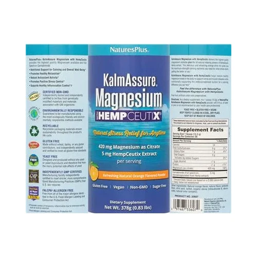 KalmAssure Magensium with HempCeutix Refreshing Natural Orange Flavored Powder - NaturesPlus