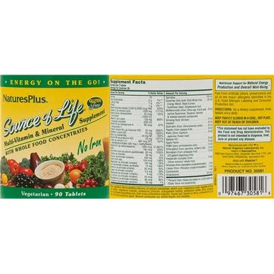 Source of Life Multi-Vitamin & Mineral No Iron - NaturesPlus