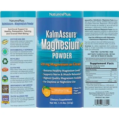 KalmAssure Magnesium Powder 420 mg Refreshing Orange - NaturesPlus