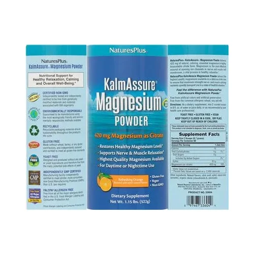 KalmAssure Magnesium Powder 420 mg Refreshing Orange - NaturesPlus