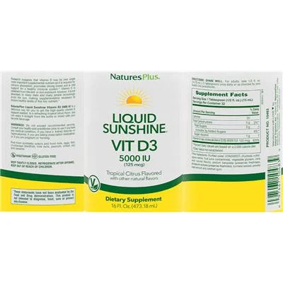 Liquid Sunshine Vitamin D3 5000 IU (125 mcg) Tropical Citrus Flavored - NaturesPlus