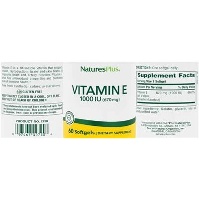 Vitamin E 1000 IU (670 mg) - NaturesPlus