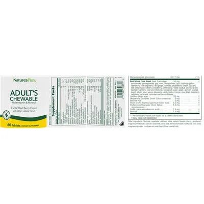 Adult's Chewable Multi-Vitamin & Mineral Exotic Red Berry Flavor - NaturesPlus