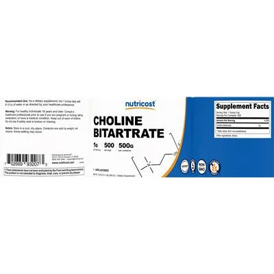 Choline Bitartrate 1 g Unflavored - Nutricost