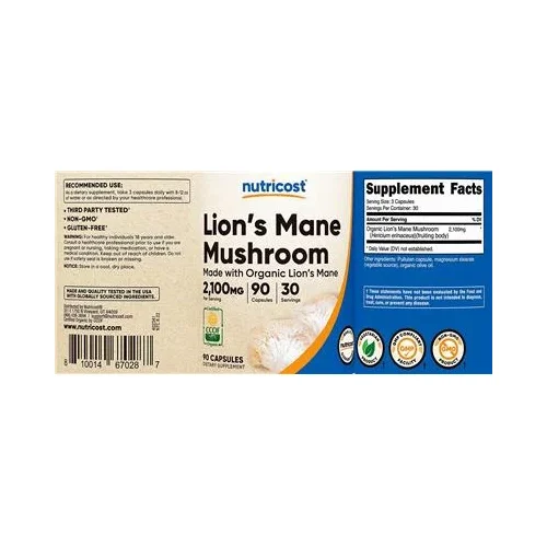 Lion's Mane Mushroom 2,100 mg - Nutricost