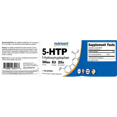 5-HTP 300 mg Unflavored - Nutricost