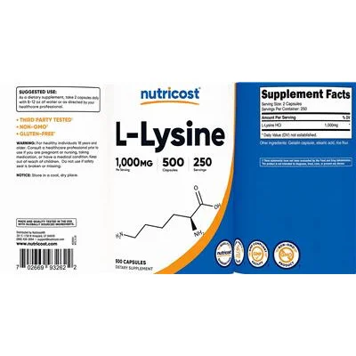 L-Lysine 1,000 mg - Nutricost