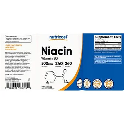 Niacin 500 mg - Nutricost