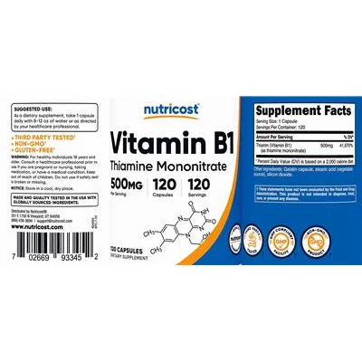 Vitamin B1 500 mg - Nutricost