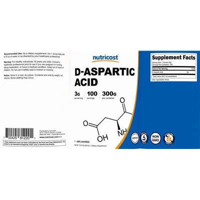 D-Aspartic Acid 3 g Unflavored - Nutricost