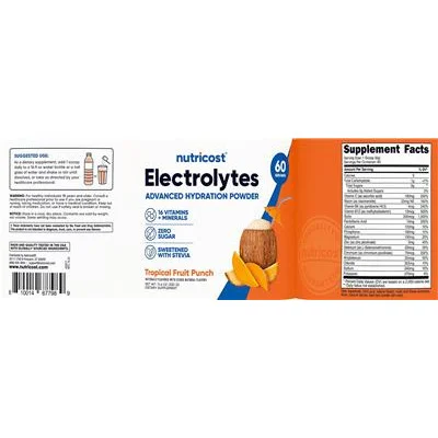 Electrolytes Advanced Hydration Powder Tropical Fruit Punch - Nutricost