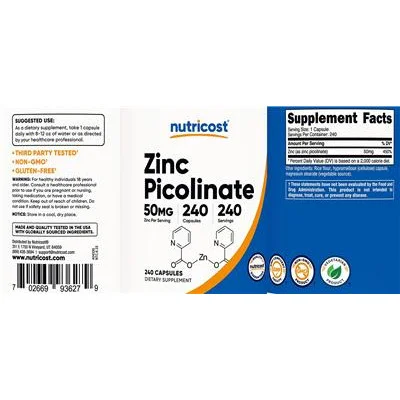 Zinc Picolinate 50 mg - Nutricost